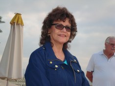 Irene at sunrise service on the Sea of Galilee