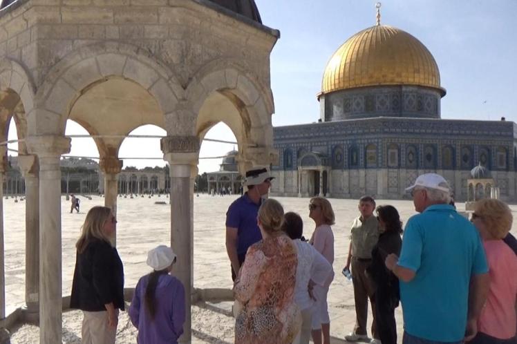 Ezer, center in purple shirt, on the Temple Mount by Holy of Holies on the Temple Mount