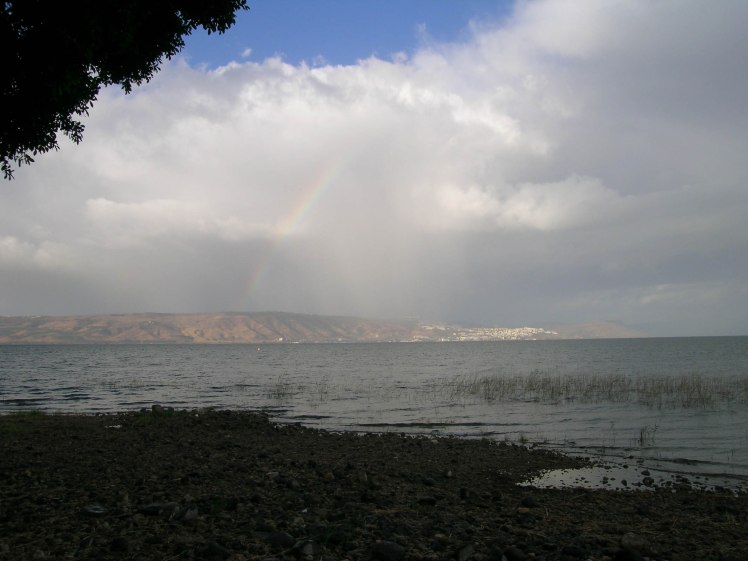 Sea of Galilee storm with rainbow, tb111103790